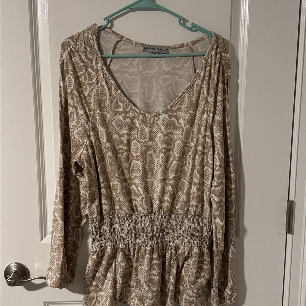 Absolutely Famous Tan Snake Print Blouse